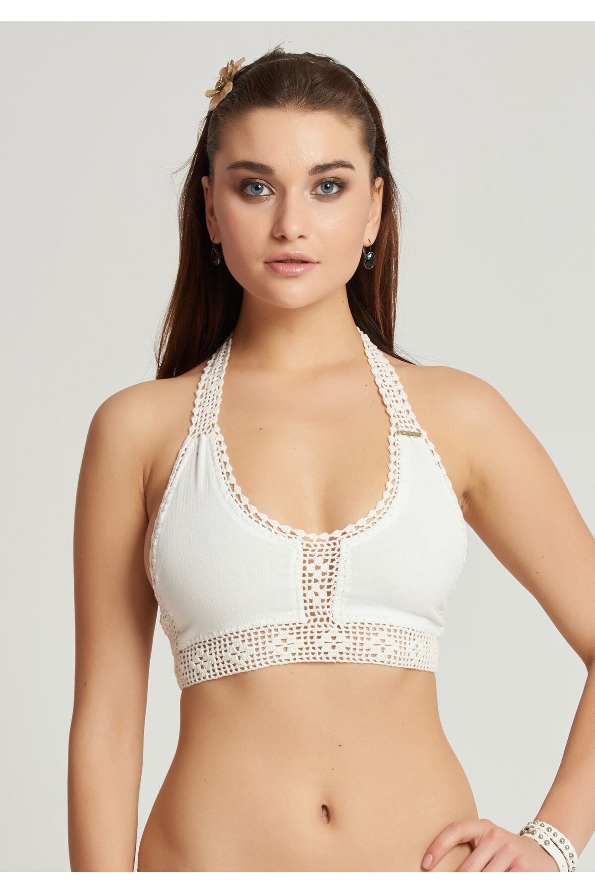 Şile Bezi Kadın Bikini Üstü Beyaz %100 Pamuk